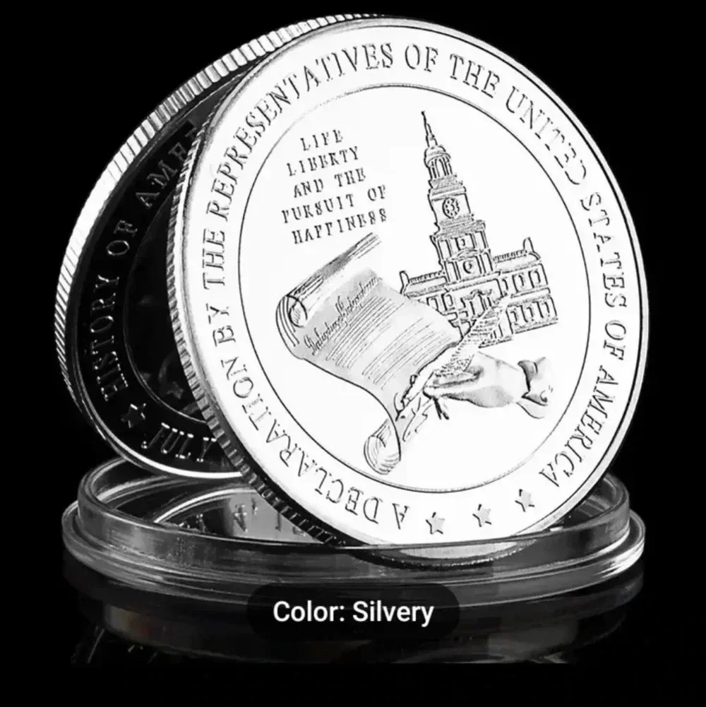 The Declaration Of Independence Souvenir Hobo Coin, Silver Plated Collectible. - Picture 2 of 7